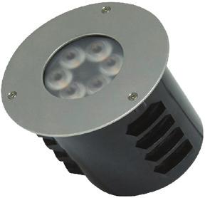12W /12V LED Recessed Up Light. Black finish sleeve, Stainless Steel Trim, and Frosted glass. It can be recessed into steps, walkways, side walls, water features, and used as a wall washer. 8.