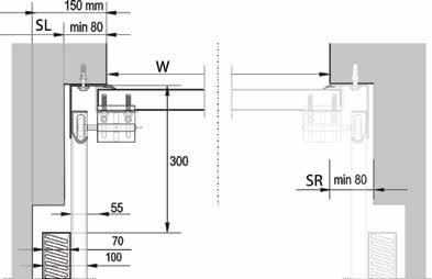R40 - SM min h (headroom) SL / SR (sideroom) Daylight opening 110 mm (manual) 150 mm (with el.