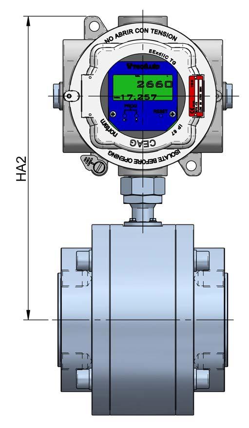 Oscillating piston flowmeters Series COVOL Dimensions Exd housing model ADF30 Exd