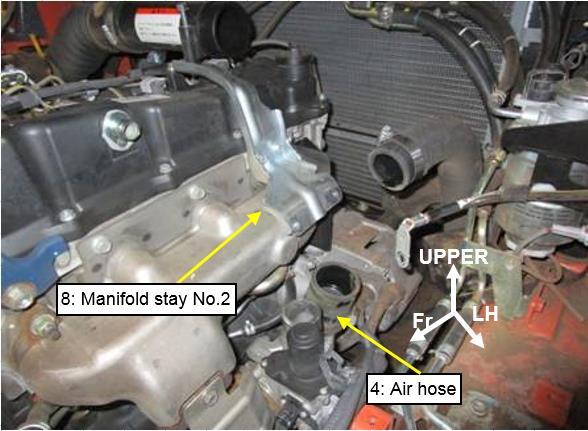 separator insulator No.1" 10) Remove "2: Intercooler hose No.1" and "3: Pipe" (Fig.