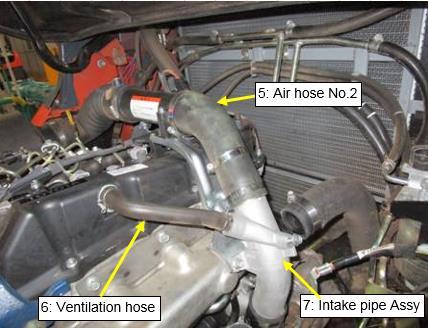 nuts (Q: 84188-76002-71) (T=23-34 ft. lbs.) 48) Install "10: Turbo insulator" (T=11-20 ft. lbs.) 49) Install LH engine harness into the clamp, and connect connector.