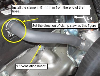 53) Install clamp for "6: Ventilation hose (Fig.