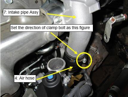 30) 56) Install "2: Intercooler hose No.1" and "3: Pipe". (Fig.