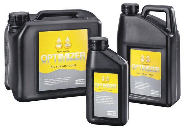 Optimizer Air Tool Oil Optimizer air tool oil Atlas Copco Optimizer air tool oil is a white, oil based lubricant for pneumatic tools.