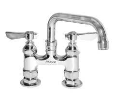 plated brass tubular swing gooseneck spout 33190 33194 ADJUSTS 7-1/ to 8-1/ 4-1/ to 12-1/ with stops DECK MOUNT FAUCET - CENTERS HEAVY DUTY 1/