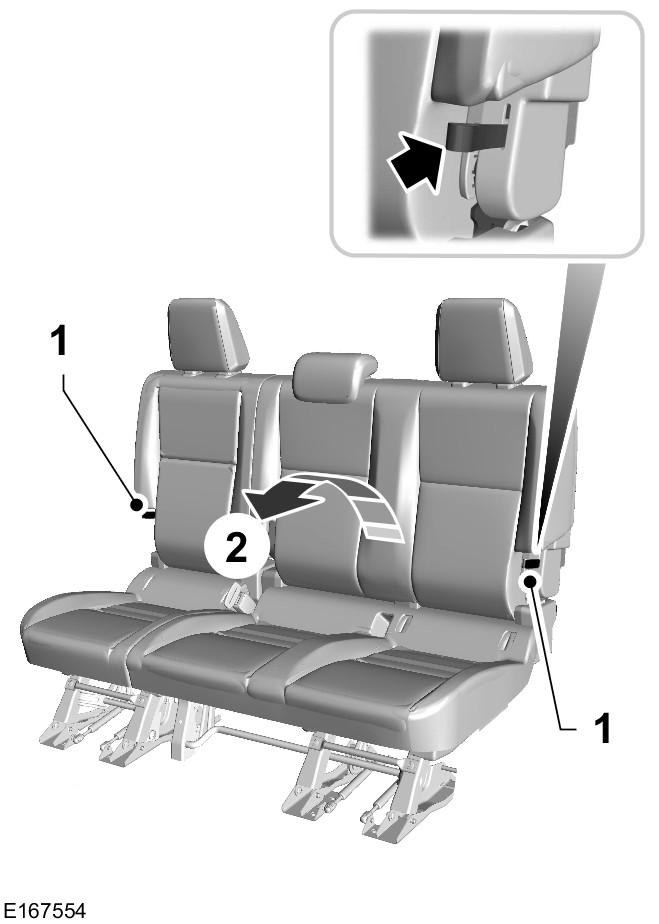 Seats Vehicles With Seven Seats Second Row Seats Folding the Seat Flat 3. Pull the large strap on the rear of the seatback. 4.