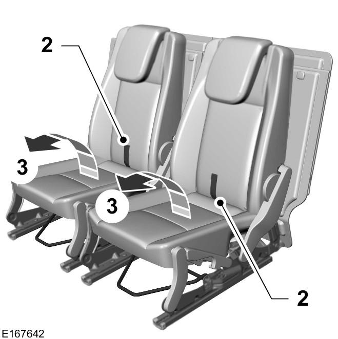 Make sure the seat is locked and the red flag is not visible. Folding the Seat Flat 1. Move the seat fully backward.