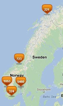 Electric Vehicle Market in Norway Existing fleet of EV in Norway: 9,200 (Oct 2012) 2012: only country in the world with EV in the top10 Location of vehicles Sales 2011: 2,038 units (1.
