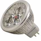 Lamps & Tubes LED MR-16 1 WATT AMBER Ordercode: 175-006 Input: 12V Power: 1 Watt LED Qnty: 1 Beam: 38 Length: 50 mm Diameter: 50 mm Connection type: MR16 LED MR-16 3 WATT WARM WHITE Ordercode: