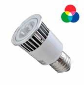 Lamps & Tubes LED E-27 5 WATT RGB Ordercode: 180-012 Power: 5 Watt LED Qnty: 1 Beam: 40 Length: 83 mm Diameter: 50 mm Connection type: E27 LED 50MM RGB MASTER Use together with slaves art.