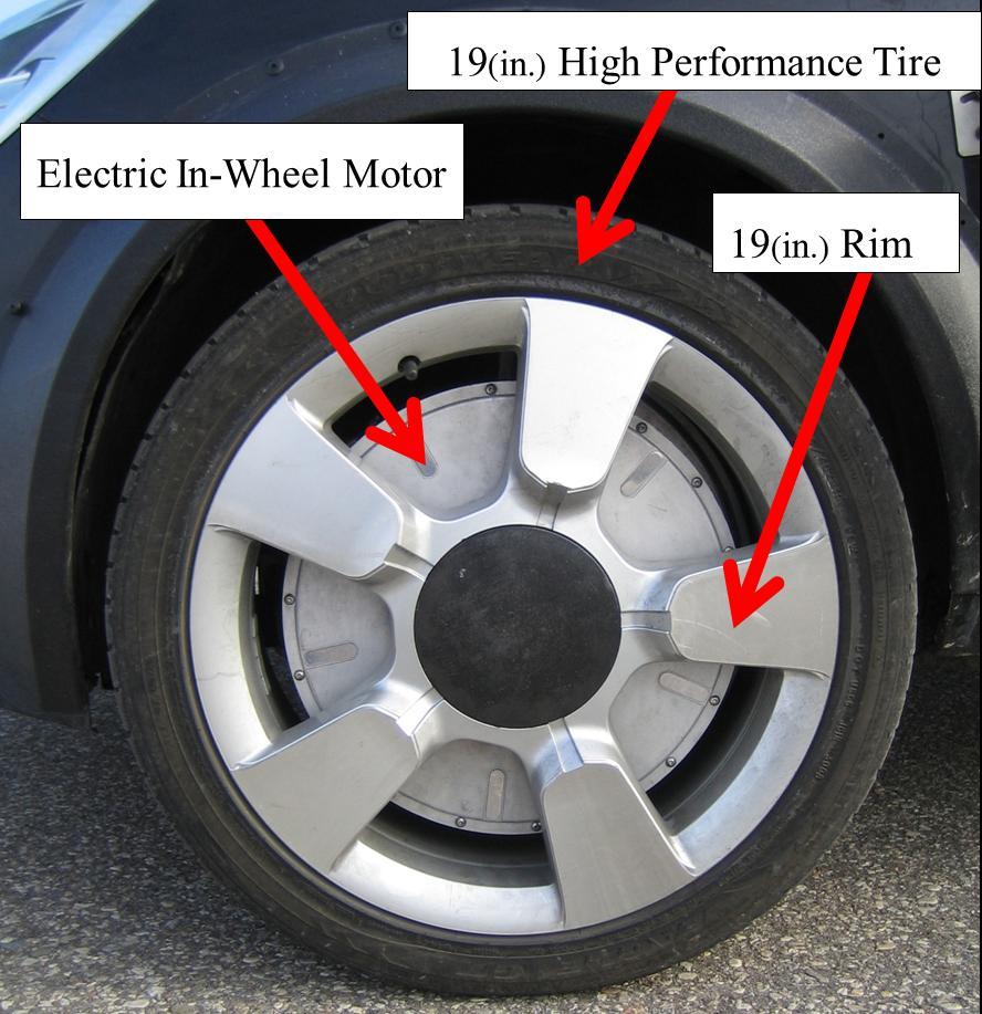 Figure 4-23: Front wheel assembly with wheel hub motor 4.2.2 Weight Measurement Procedure Curb weight is the weight of the vehicle when it is loaded with all of its standard operational equipment and fluids.