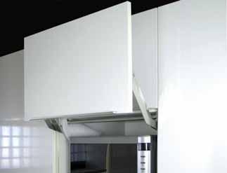 Flap Fittings Ewiva, for one-piece flaps made of wood or with aluminium frame Area of application: For concealed installation of built-in appliances such as microwaves or grills in kitchen larder