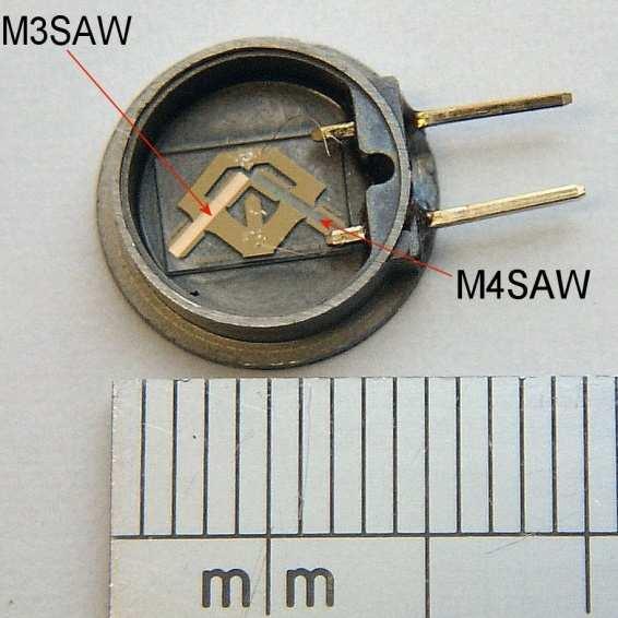 SAW Sensing Elements 3. Single 429-431 MHz die (2004) Y+34 -X ±45 cut quartz, Considerably smaller size, Fm, MHz 2.2 2.1 2 1.9 1.