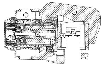 7 controls the rotation of the DC motor, and the upper wedge moves towards the brake disc. When the upper wedge closes in, the roller pulls in the lower wedge.
