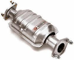 2.4.3 Catalytic Converter Figure 2.5 : Catalytic Converter The catalytic converter helps to clean the exhaust gasses of the car a illustrate in Figure 2.5. It can remove or reduce the amount of carbon monoxide, hydrocarbons and nitrogen oxides that a car emits.