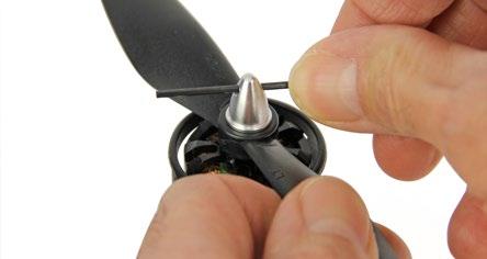 36. Propeller installation. Install the propellers using a 1.5mm L-shape hex drive.