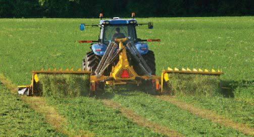 The MegaCutter 512 clears a wide, 11-foot, 10-inch path in front, so you can set your tractor tires wider for fast drying and maintain tractor clearance for