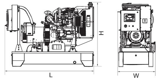 WEIGHT AND DIMENSIONS SKID MOUNTED GENERATOR DIMENSIONS (LxWxH) mm 2164 x 803 x 1367 DRY WEIGHT kg 1079 SOUND ATTENUATED GENERATOR DIMENSIONS (LxWxH) mm 2888 x 1132 x 1680 DRY WEIGHT kg 1852 FEATURES