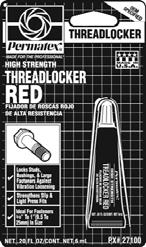 Thread Locker Permatex High Strength Threadlocker RED OEM specified.