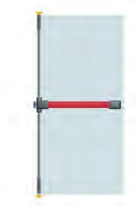 Panic exit device with 1 closing point, suitable for single and double doors located in exit ways.