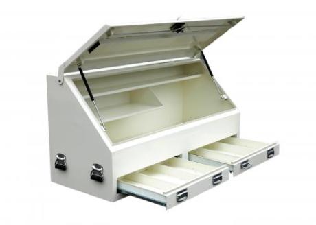 with a convenient shelf Ideal for every trade person Eg: builders, plumbers, electricians, farmers Ideal for mining industry & extreme conditions #TBTAL20 Dimensions: 1220W x 505D x 705H mm