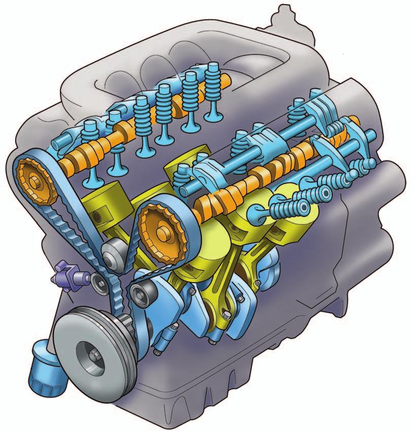 V6 Engine Valves Timing Belt Rocker Arms Camshaft Water