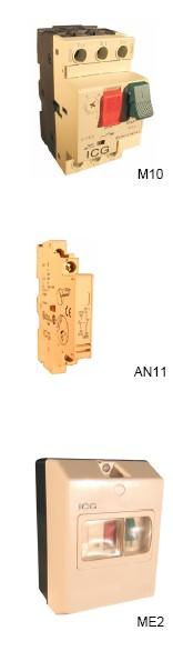 Motor circuit breakers 0.16 to 25a Front and side mounted aux. contact block Surface mounting double insulated enclosure AC1 Amps AC3 Amps AC3 Kw Description Part Code Price Manual motor starter 0.