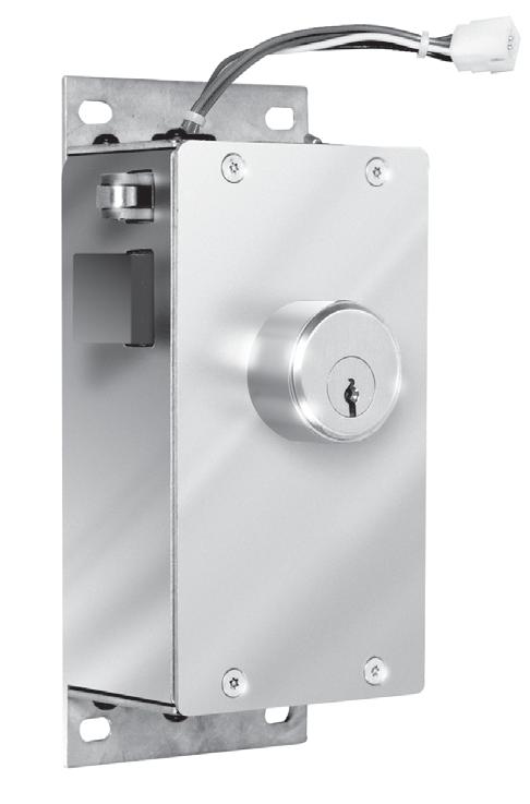 JAMB MOUNTED FOR Medium and maximum security. 10120AM-1: KEYED ONE SIDE 10120AM-2: KEYED BOTH SIDES Medium and maximum security swinging doors that are to be unlocked from a remote location.
