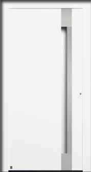 50 W/ (m² K)* Style 302 Flush-fitting handle bar as standard in White aluminium RAL 9006, silk-gloss, recessed grip in door colour as standard, stainless steel embellishments, matt float design glass