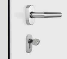 Flush-mounted security rose escutcheon on exterior The stainless steel security rose escutcheon fits into the door leaf particularly