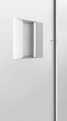 Flush-fitting exterior handles for exclusive door designs Stainless steel handle with recessed grip Doors with a stainless steel handle come as standard with a recessed grip in the colour of the door.