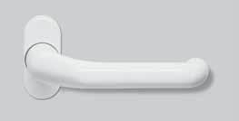 Aluminium lever handle Rondo in matt Traffic white, RAL 9016, for ThermoSafe and TopComfort ThermoCarbon doors are equipped with the stainless steel Caro