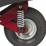 Quick-adjust height of cut control sets cut height in one easy step. Suspension technology results in a smoother ride.