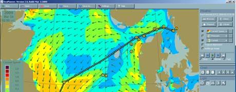 their route taking into account weather, ETA and shallow waters.