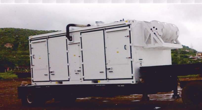 2 x 110 kva Mobile Power System Standard 20 FT ISO shelter with AL bonded panel construction, integrated on vehicle chassis with provision of maintenance platform