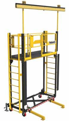 supported ladder system Options: Supported Ladder System Heavy-duty steel base design with an aluminum platform and fall arrest rail Work platform will be covered in a non-slip material System