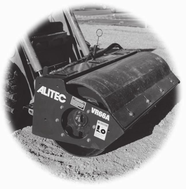 ALITEC SKID STEER ATTACHMENTS VIBRATORY ROLLERS VR-SERIES VIBRATORY ROLLERS Operates on standard auxiliary hydraulics Shaft bearings lubricated in oil bath Smooth or sheepsfoot padded drum ±15 free