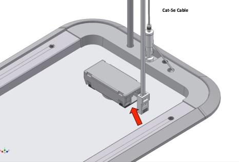 For hard ceiling installations, use longer Cat-5e cable (by others) to reach driver enclosure. A coupler is provided.