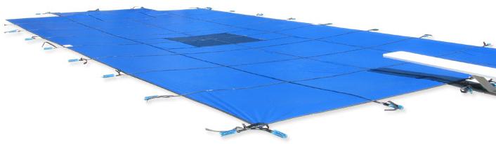 IN-GROUND POOL COVER INSTALLATION GUIDE A safety pool cover is secured into the deck via straps,