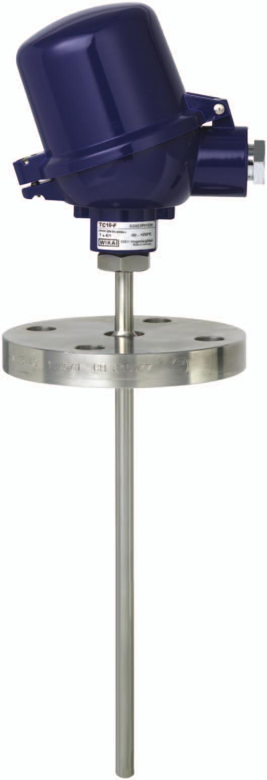 Electrical temperature measurement Flanged resistance thermometer Model TR10-F, with fabricated thermowell model TW40 WIKA data sheet TE 60.