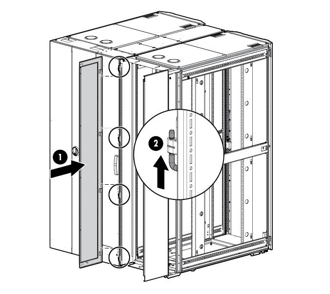 Align the door to the four hinge locations on the rack frame. b.