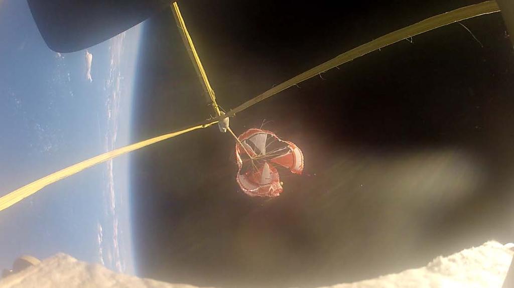 Figure 5: The SSDS Parachute is torn apart in a matter of seconds when it deployed from the TV The TV was recovered from the ocean just north of Ni`ihau.