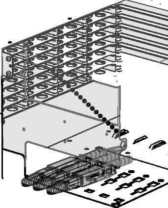 Figure 12 Double-stack Keyhole Cradle Figure 13 Install Trunk Cables with Keyhole Cradle Step 4: Step 5: Insert cradle feet into backplate and