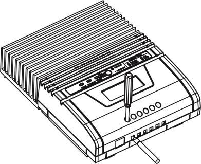 Terminal Installation Step 1: Prepare flat screwdriver, and stripped wires. Step 2: Screw assembled terminal and wire into solar charge controller. Refer to chart 2. Chart 1 Fig. 3 Fig.