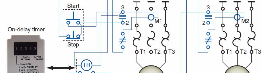 Circuit used to start two motors at full line voltage. Power and control circuit wiring Circuit used to start two motors at full line voltage.