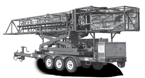model HP 32 is a comprehensively equipped under-bridge access and work platform, mounted on a mobile trailer for versatility.
