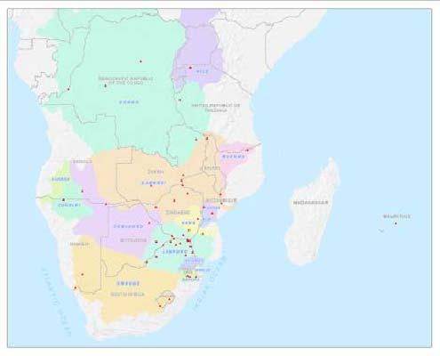 Distribution of SADC-HYCOS Phase II DCP stations according to the