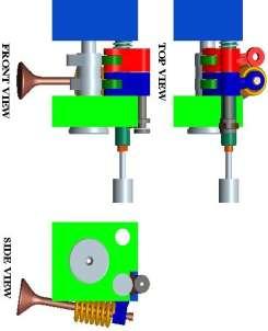 The linear solenoid coil is deenergized below the set switch over point RPM of the crankshaft. The lock pin remains disengaged from Intake rocker arm_high.