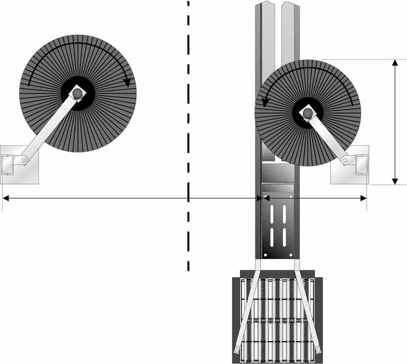 Installation Tunnel Placement Standard, Standalone (Right-Hand Drive) FIGURE 1b 68 99 50 The 50 dimension and the 99 dimension are measured from the inside edge of the inside conveyor guide rail to