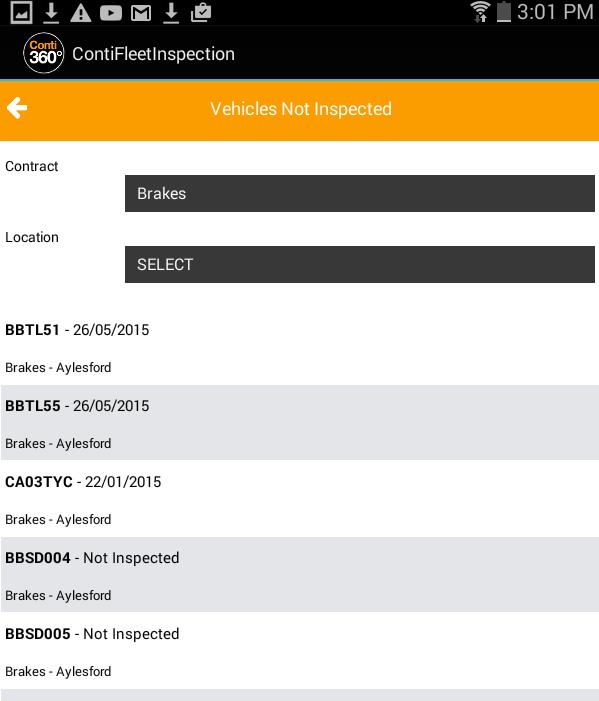 34. By tapping on the Not Inspected This Month function, you are able to check what vehicles are still left to